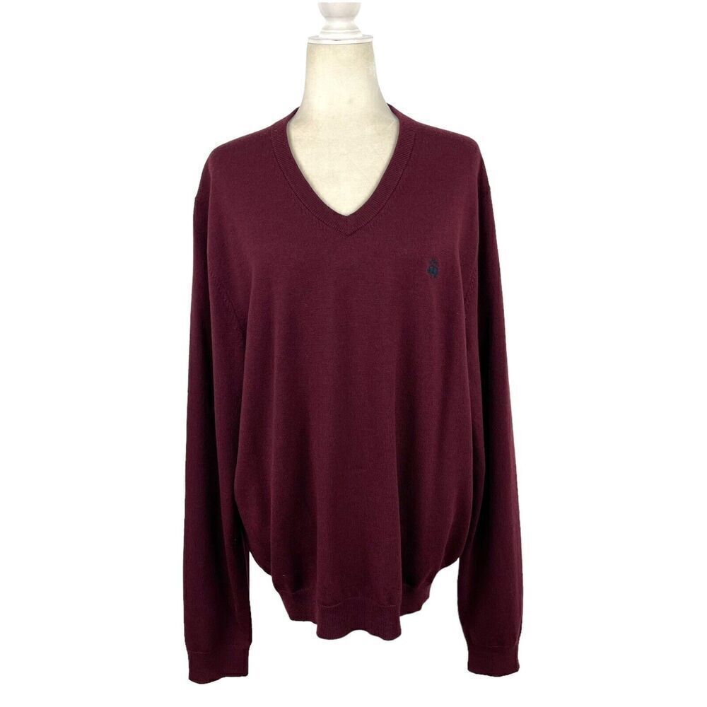 Brooks Brothers Men Large Extra Fine Italian Merino Wool Pullover Sweater Maroon